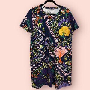 Bold Print Drawstring Cotton Dress